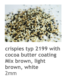 crispies typ 2199 with cocoa butter coating  Mix brown, light brown, white 2mm