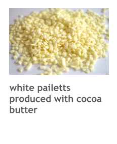 white pailetts produced with cocoa butter
