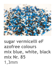 sugar vermicelli eF azofree colours  mix blue, white, black mix Nr. 85 1,3mm