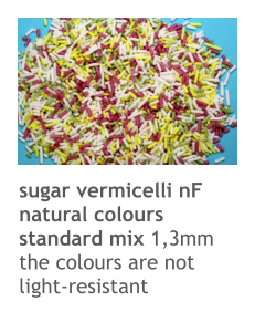 sugar vermicelli nF natural colours standard mix 1,3mm the colours are not light-resistant