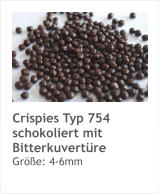 Crispies Typ 754 schokoliert mit Bitterkuvertüre Größe: 4-6mm